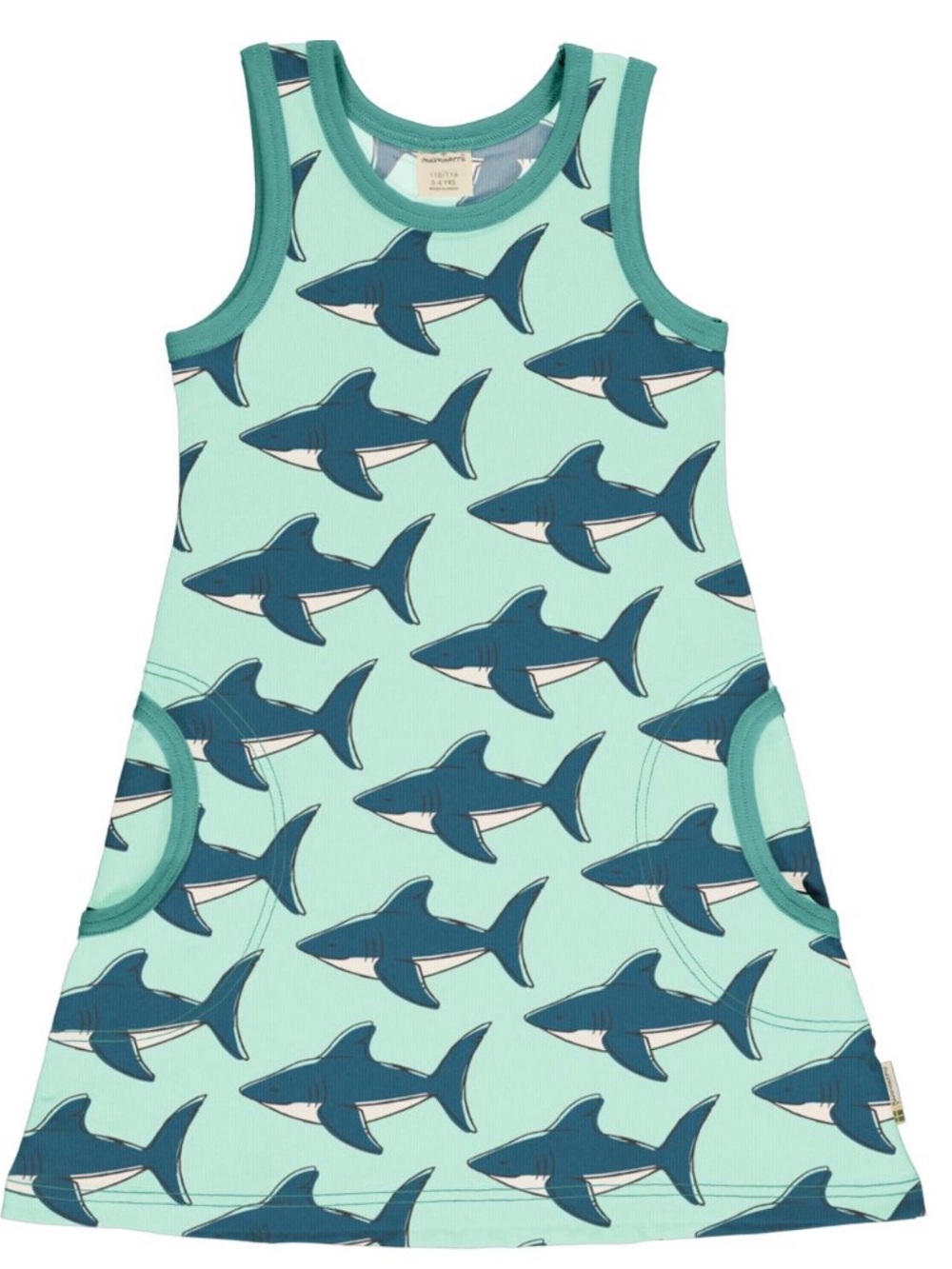 Maxomorra Shark Print Tank Dress Sz 122-128cm (7-8)